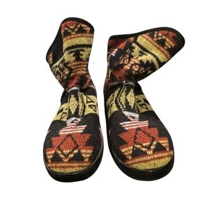 Womens INDIGO RD Knit Boots Black Red Yellow Southwest Pattern Size 8